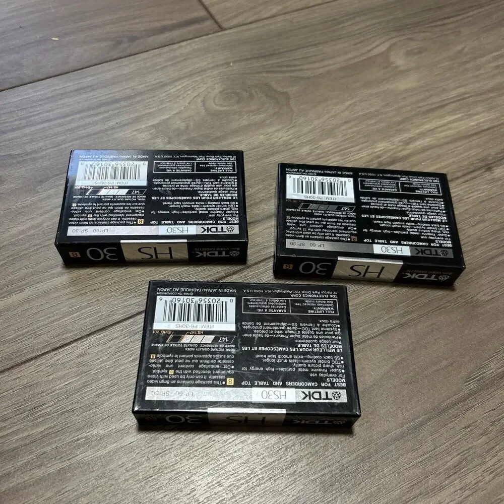 NEW TDK HS30 8mm Video Cassette MP 28 m P6-30 NEW SEALED UNUSED (3 Pack)